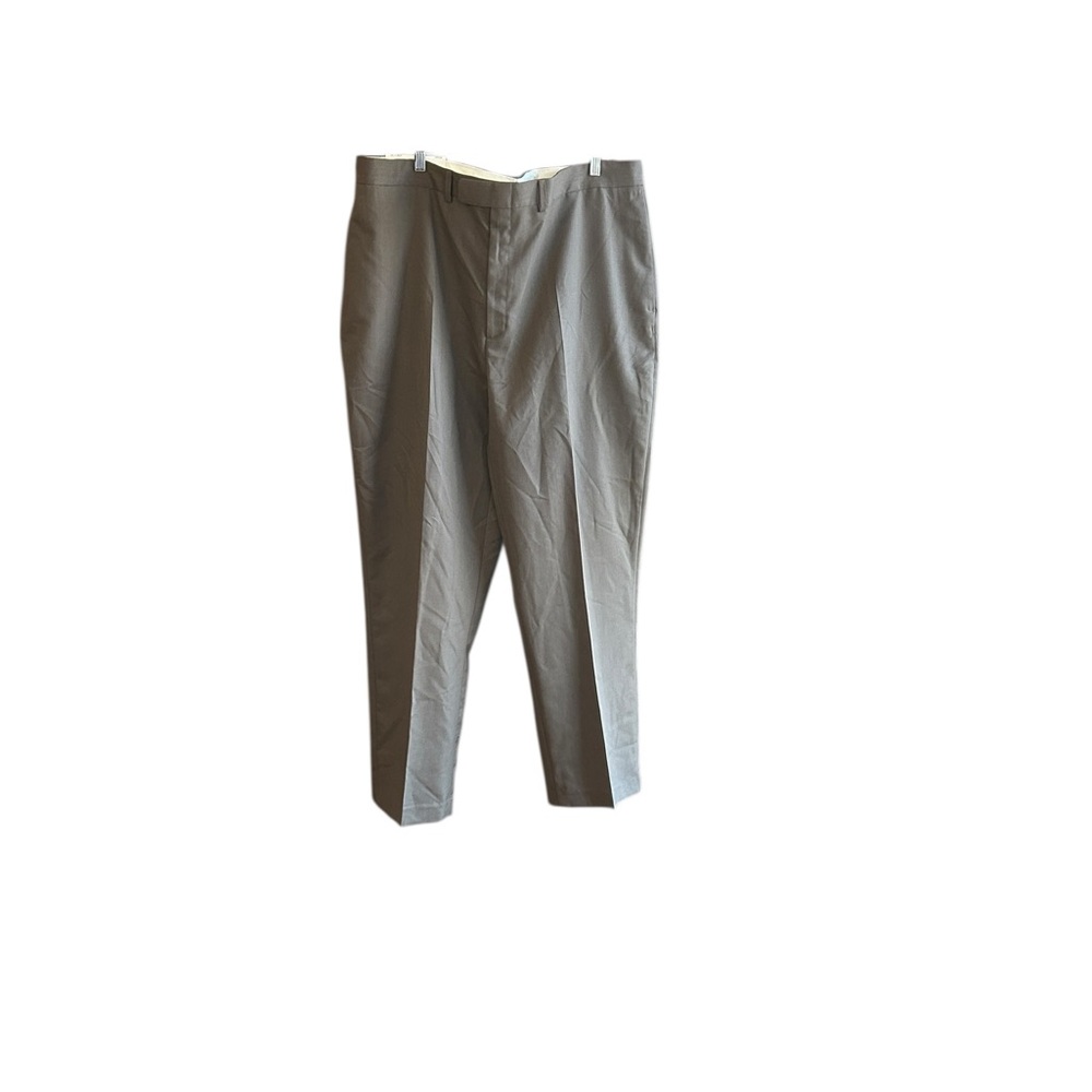 NWT DKNY The Greenwich flat front taupe wool blend pockets dress pants 42 X 32